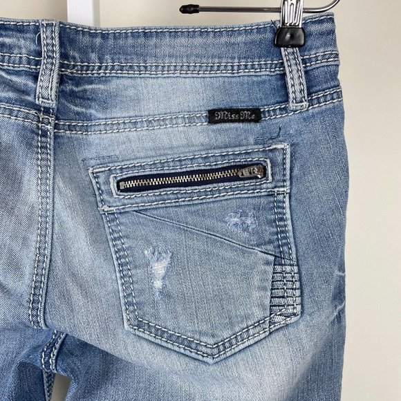 Miss Me Jeans Signature Straight Distressed Denim Medium Wash Womens 28 - Picture 8 of 11